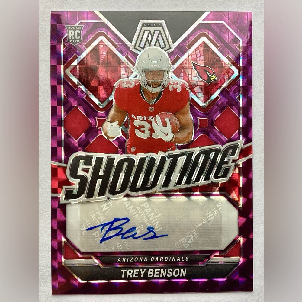 TREY BENSON ROOKIE SHOWTIME PINK AUTO 34/49 | 2023 PANINI-MOSAIC FOOTBALL